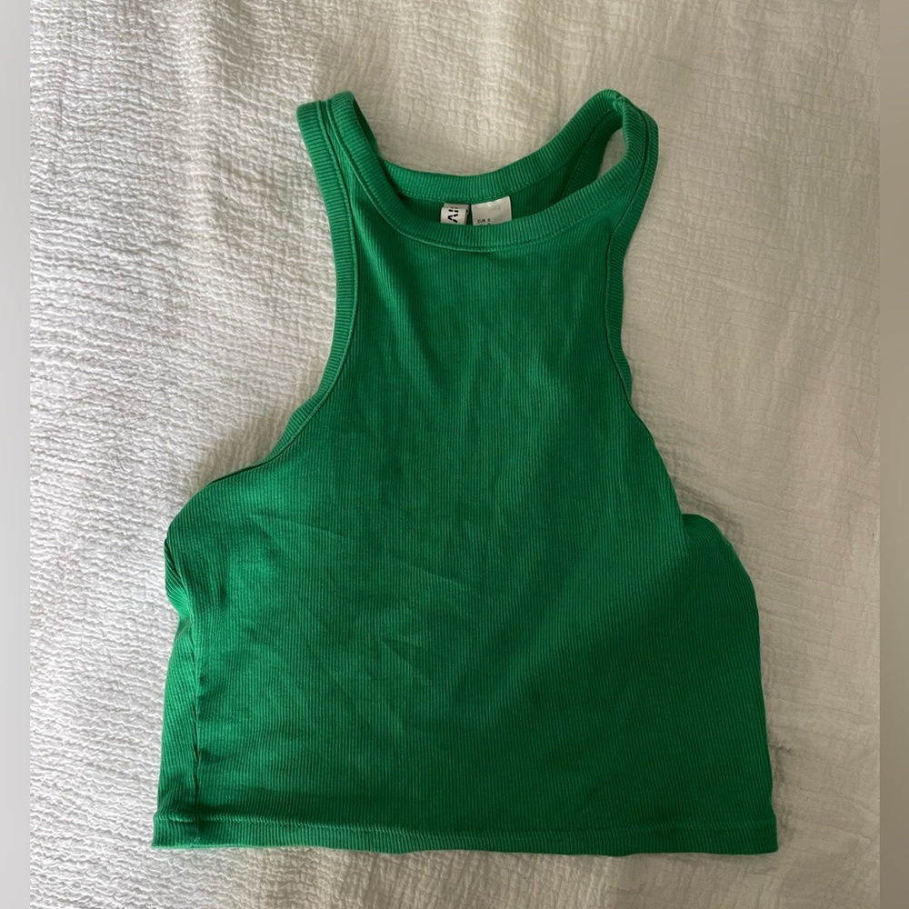 H&M Divided Green Crop Tank Top